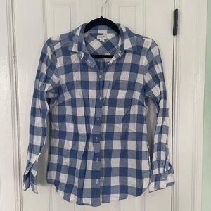 J. Crew Blue and White Plaid Shirt